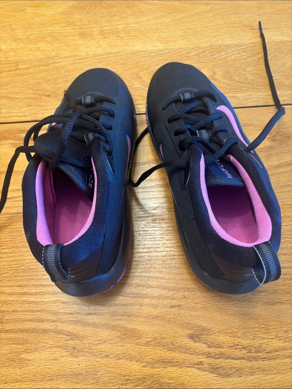 Nike Youth Isofly Black Sneakers with Pink Accents